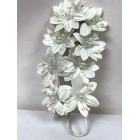 Satin Flowers with Clear Pearls on Stem White